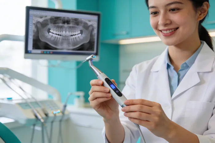 Orthodontist using a 3D intraoral scanner