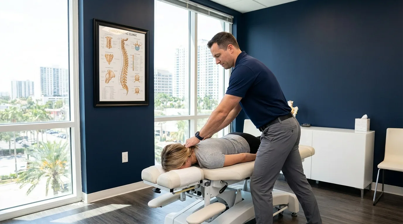 Chiropractor performing a precise spinal adjustment on a patient at True North Chiropractic, Paddington