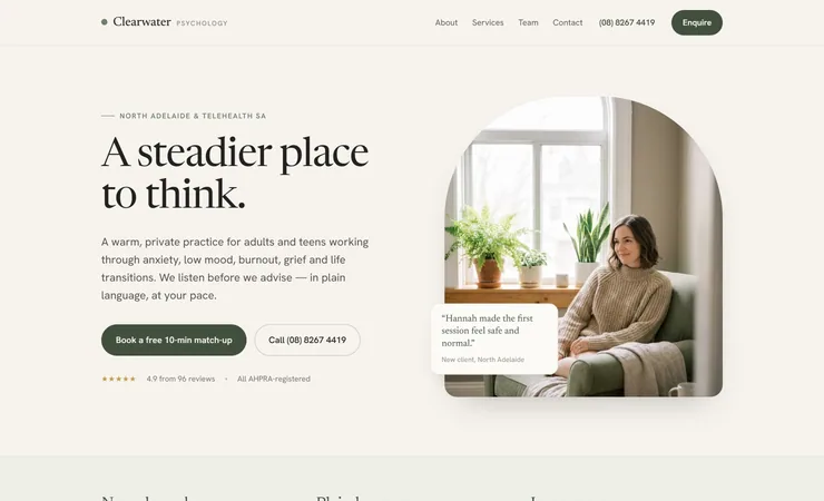 Clearwater Psychology — concept website