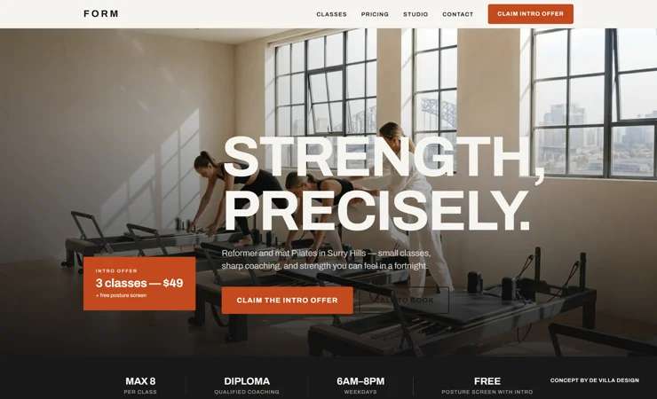 FORM Pilates Studio — concept website