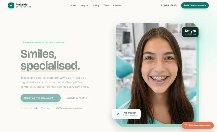 Parkside Orthodontics — concept website