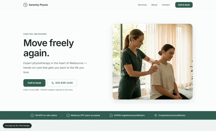 Serenity Physio — concept website